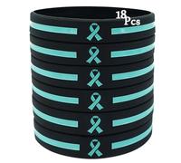 Bracelets de sensibilisation au cancer de l'ovaire - Accessoires en vrac - Ruban de sensibilisation bleu sarcelle - Bracelets en silicone - Produits de sensibilisation au cancer du col utérin