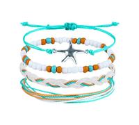 Bracelets D'été En Perles De Riz - 4 Pièces/ensemble Bracelet Réglable En Coquillage Mignon Boho | Bracelet D'amitié Fait À La Main Enduit De , Bracelets D'été, Bijoux De Cheville Pour Femmes Adol