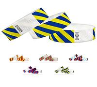 Bracelets d'identification Tyvek 19 mm, Rayé, 500 pièces, Bracelets événementiels (Bleu-Jaune, 500 Pack)
