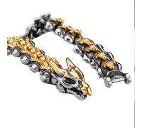 Bracelets Dragon Viking pour Homme - Mythologie Nordique Acier Inoxydable Tissage Dragon Lien Chaîne Bracelet - Mode Animal Punk Charme Ouroboros Amulette Bracelet Bijoux