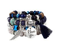 Bracelets empilables pour femme - Ensemble de perles multicouches à 4 brins - Bracelets - Boucles d'oreilles - Petits anneaux, taille unique, Métal, Pas de gemme