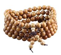 Bracelets en Bois, 108 Bracelets de Perles en Bois Naturel de 8 mm, Collier de prière Bouddhiste tibétain pour Femmes Hommes