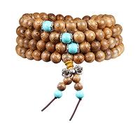 Bracelets en Bois, 108 Perles, Bouddha Bouddhiste tibétain, Collier de Perles de prière en Bois Naturel