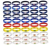 Bracelets en Caoutchouc 50pcs 10 Bracelets en Silicone de Drapeau Country de en caoutchoucs Patriotiques pour Les événements Sport Fans Cadeaux