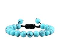 Bracelets en Cristal Bracelet de perles d'oeil de tigre de charme de couronne de pierre de lave noire for les hommes femmes Bracelets tressés bijoux réglables faits à la main(Blue Zinc Plated)