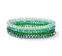 Bracelets en Cristal Bracelets en cristal for femmes et filles, perles en pierre, série gris rose blanc bleu, bijoux à la mode, 4 pièces/ensemble(19cm,Color-6)