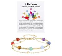 Bracelets en Cristal de Chakra, Cristaux Pierres précieuses Perles d'or Bijoux de Chakra Cadeaux pour Femmes Maman Dames sa Saint-Valentin Anniversaire Noël