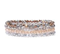 Bracelets en cristal for femmes et filles, perles pierre, série gris rose blanc bleu, bijoux à la mode, 4 pièces/ensemble(17cm,Color-1)