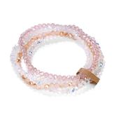 Bracelets en cristal for femmes et filles, perles pierre, série gris rose blanc bleu, bijoux à la mode, 4 pièces/ensemble(17cm,No.4 With Tag)