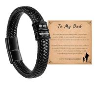 Bracelets en cuir avec inscription « To My Father » - Fermoir magnétique en acier inoxydable noir - Cadeau pour Noël, anniversaire, fête des pères - Avec carte, taille unique, Cuir, 0