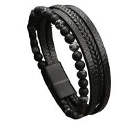 Bracelets En Cuir Pour Hommes, Perles En Œil De Tigre Naturel, Pierre De Lave, Fermoir Magnétique, Bracelets En Cuir, Manchette Bohème, Bijoux Cadeaux Pour Hommes Et Femmes, Flocon De Neige, Pier