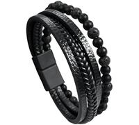 Bracelets En Cuir Pour Hommes, Perles En Lapis-Lazuli Naturel, Œil De Tigre, Pierre De Lave, Fermoir Magnétique, Bracelets En Cuir, Manchette Vintage, Bijoux, Cadeaux, Pierre Volcanique, 21 Cm