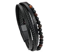 Bracelets En Cuir Pour Hommes, Perles En Lapis-Lazuli Naturel, Œil De Tigre, Pierre De Lave, Fermoir Magnétique, Bracelets En Cuir, Manchette Vintage, Bijoux Cadeaux, Œil De Tigre Rouge 2 21 Cm