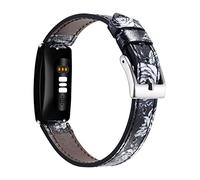 Bracelets en cuir véritable compatibles avec Fitbit Inspire 3 / Inspire 2 / Inspire HR / Inspire, bracelets de rechange classiques avec libération rapide pour homme et femme, gris rose