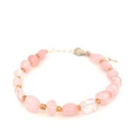 Bracelets en Éclats de Pierres Naturelles avec Fermoir | Taille Réglable | Pierres 100% Authentiques - Inclus Boîte à Bijoux (Quartz rose)