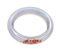 Bracelets en Jade, Bracelet en Agate Blanche Naturelle, Bracelet en Jade À Fleur Flottante Translucide pour Femme, pour Porter Chance, pour Petite Amie, pour La Famille, avec Boît,62mm