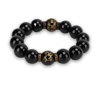 Bracelets en Obsidienne, Perles de Chapelet de Méditation Noires Bouddhistes, Bijoux en Perles Bouddhistes Bracelet de Perles De Bouddha des Highlands Chaîne de Chance
