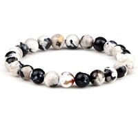 , Bracelets en Perles Agares de feu Blanc Naturel Perles Bangles Crystal Elastic Reiki Bijoux en Cristal pour Hommes Femmes