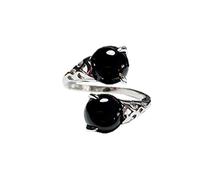 bracelets en perles, Bague obsidienne en argent 925 for femmes, bijoux à la mode réglables