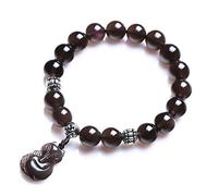 bracelets en perles, Bracelet en cristal de renard en obsidienne de glace naturelle véritable for femmes, Bracelet en obsidienne avec œil arc-en-ciel, en argent 925