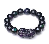 bracelets en perles, Bracelet en obsidienne PiXiu for hommes et femmes, Bracelet œil arc-en-ciel naturel