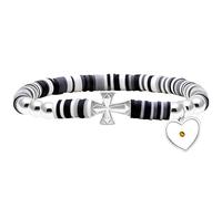 Bracelets en Perles d'argile polymère Heishi en Vinyle dégradé, Mignon, Croix latérale Tendance avec breloque en Forme de Graine de Moutarde en Forme de cœur