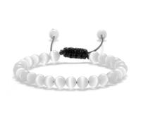 Bracelets en perles d'opale naturelle, quartz œil de chat lisse, chakra, bracelet et for femmes hommes, bijoux poignet réglables(6mm White Adjustable)