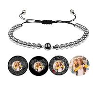 Bracelets en perles personnalisés Bracelets de projection de photos pour hommes femmes Bracelet ajustable I Love You personnalisé Cadeaux pour elle et lui pour la Saint-Valentin Anniversaire Mémorial