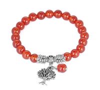 Bracelets en Pierre d'onyx Rouge Brut, Perles, Arbre de Vie, Chapelet Mala Rond, Bijoux en cornaline en Cristal de guérison