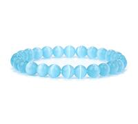 Bracelets en Pierre Naturelle Bleue pour Hommes Blancs de Lune de Lune de Lune Noir en Perles de Lave Lapis Lazuli Yoga Bijoux, 14.Cat de Pierre, 21 cm