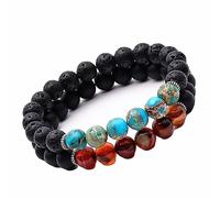 Bracelets en Pierre Naturelle pour Elle et Lui - Collier de Perles pour Homme, Cadeau de Bijoux en Pierres Naturelles Véritables avec Sac Bleu - 19 cm Robinetterie Domestique
