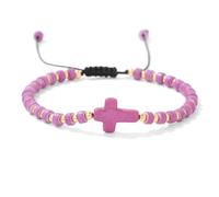 Bracelets En Pierres Naturelles, Bracelet Extensible En Forme De Croix, Orné D'Une Bille De Cristal En Pierre Naturelle De 2 X 4 Mm, Avec Un Design Tressé Ajustable Et Une Touche De Luxe. Bijou É