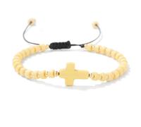 Bracelets En Pierres Naturelles, Bracelet Extensible En Forme De Croix, Orné D'Une Bille De Cristal En Pierre Naturelle De 2 X 4 Mm, Avec Un Design Tressé Ajustable Et Une Touche De Luxe. Bijou É
