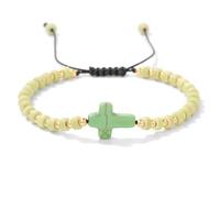 Bracelets En Pierres Naturelles, Bracelet Extensible En Forme De Croix, Orné D'Une Bille De Cristal En Pierre Naturelle De 2 X 4 Mm, Avec Un Design Tressé Ajustable Et Une Touche De Luxe. Bijou É