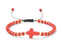 Bracelets En Pierres Naturelles, Bracelet Extensible En Forme De Croix, Orné D'Une Bille De Cristal En Pierre Naturelle De 2 X 4 Mm, Avec Un Design Tressé Ajustable Et Une Touche De Luxe. Bijou É