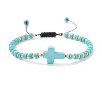 Bracelets En Pierres Naturelles, Bracelet Extensible En Forme De Croix, Orné D'Une Bille De Cristal En Pierre Naturelle De 2 X 4 Mm, Avec Un Design Tressé Ajustable Et Une Touche De Luxe. Bijou É