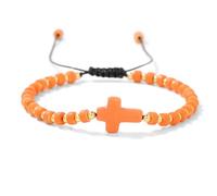 Bracelets En Pierres Naturelles, Bracelet Extensible En Forme De Croix, Orné D'Une Bille De Cristal En Pierre Naturelle De 2 X 4 Mm, Avec Un Design Tressé Ajustable Et Une Touche De Luxe. Bijou É