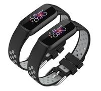 Bracelets en silicone pour traqueur d'activité Fitbit Luxe & Luxe édition spéciale, deux couleurs, design tendance et durable pour homme et femme (noir-gris)