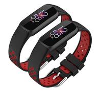 Bracelets en silicone pour traqueur d'activité Fitbit Luxe & Luxe édition spéciale, deux couleurs, design tendance et durable pour homme et femme (noir - rouge)