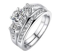Bracelets Étagères Bijoux Bague sertie de diamants pour dames bague en acier inoxydable populaire européenne et bague de Couple bijoux de cadeau d'anniversaire de Festival Faux Ronds (C, One Size)