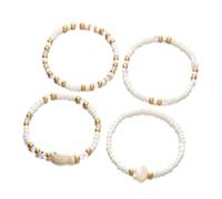 Bracelets extensibles en forme de coquillages empilables - Bijoux de plage en céramique - Fait à la main - Accessoires pour les journées chaudes - En céramique - Coquillages de poisson - Bijoux