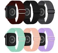 Bracelets Extensibles Lugege compatibles avec Les Bracelets Apple Watch 38mm 40mm 41mm, Bracelets réglables en Nylon élastique tressé pour Les iWatch Series7/6/5/4/3/2/1/SE, 6 Packs