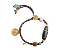 Bracelets Faits à la Main, Bracelets tressés, Tibetan Multi-Precious Tiger's Teeth's Dent’s Embroping Dzi Nine Eye Women's Literature pour Jouer Le Nouveau Corde à Main tissée à la Main