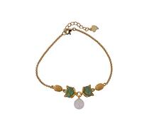 Bracelets féminins S925 Argent en Or plaqué Naturel Hétien Blanc de Jade Rond Jasper Fox Shape Fashion