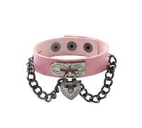Bracelets Gothiques En Cuir pour Hommes et Femmes Bracelets Réglables avec Pendentif En Forme De Cœur Gothique Bracelet Large En Cuir Punk Cool Bracelet Manchette Rock Biker Bijoux Unisexes C