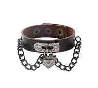 Bracelets Gothiques En Cuir pour Hommes et Femmes Pendentifs Gothiques En Forme De Cœur Bracelets Réglables Bracelet Large En Cuir Punk Cool Bracelet Manchette Rock Biker Bijoux Unisexes Cad