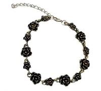 Bracelets gothiques pour femmes - Bracelet gothique rose réglable avec chaîne cubaine, bracelet punk rock en alliage pour usage quotidien et fête, 1pcs, Alliage et cuir synthétique, Agate