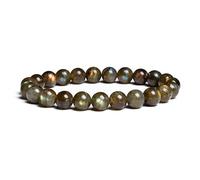 Bracelets gris naturels, perles rondes élastiques en pierre de lune lisse et flash, bijoux(17cm 6.7inch,8MM BEADS_G)