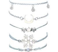 Bracelets Hommes Femmes 5 Pcs/Set Femmes de Mode Flocon de Neige Lune Star Bracelet en Alliage de Bracelet de Bijoux Cadeau Pulsera Gife pour Hommes Femmes Attractives