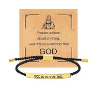 Bracelets inspirants - Bracelet de foi tissé à la main de 18 cm, bijou à breloques « God Is In Control » - Accessoire de motivation chrétien | Cadeau encourageant pour garçons, filles, adolescents